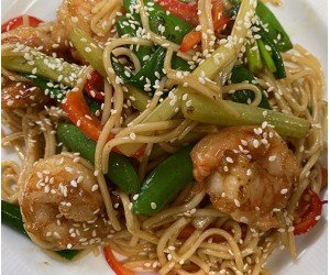 117. Sesame Seed Jumbo Shrimp Lanzhou Lo Mein(Noodles)